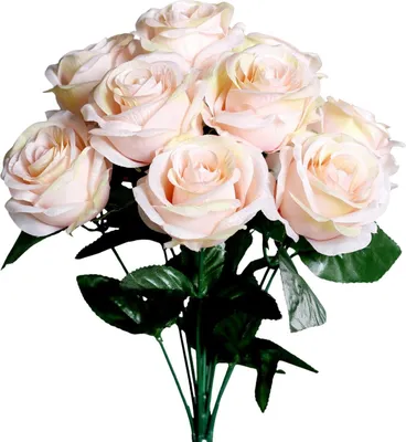 Produktbild von Rosenbündel rosa mit 11 Blüten und Blättern H. 40cm DPI Kunstblumen