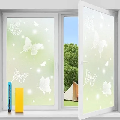Productafbeelding van Frosted Privacy Raamfolie met Vlinderpatroon, 47 x 200 cm