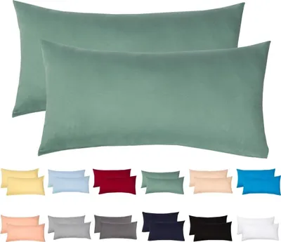 Produktbild von Jersey Kissenbezug 2er Set 40x80 cm 100% Baumwolle Lichtgrün
