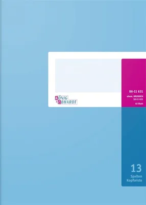 Produktbild von Spaltenbuch A4 mit Kopfleiste 13 Spalten 40 Blatt hellblau Packung mit 5 Stück