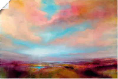 Produktbild von ARTland Poster Heideland - Sonnenuntergang Größe: 120x80 cm