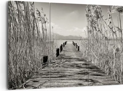Produktbild von Bild auf Leinwand - Leinwandbild - 3 Teile - Brücke Pier Sepia - 165x110cm - Wand Bild - Wanddeko - Wandbilder - Leinwanddruck - Bilder - Wanddekoration - Leinwand bilder - Wandbild - CE165x110-4928