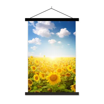 Produktbild von MuchoWow® Textilposter Sonnenblume - Sonne - Wolken 120x180 cm mit schwarzem Rahmen - Fotos