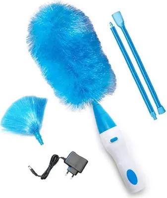 Produktbild von Akku Staubwedel mit 2 Bürsten, Elektrische Staubbürste, Spinnenwebenentferner, blau - DUSTER