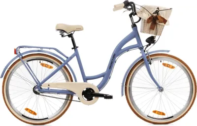 Produktbild von Goetze Style 26 Zoll City Bike, 43 cm ALU Rahmen, 3-Gang Shimano Nexus, Rücktrittbremse & V-Bremse, LED-Beleuchtung, Gepäckträger, Rattankorb mit Bezug