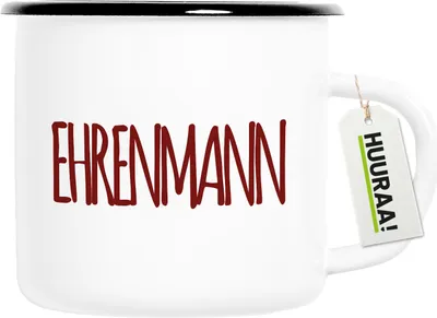 Produktbild von Huuraa Emaille Tasse Ehrenmann Jugendwort 300ml Vintage Campingbecher Geschenkidee