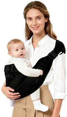 Zdjęcie produktu dla Unyqoos® Ergonomiczna chusta do noszenia dzieci i niemowląt – regulowana, z szerokim paskiem na ramię, z zabezpieczeniem, oddychająca, dla dzieci ważących od 3 do 25 kg