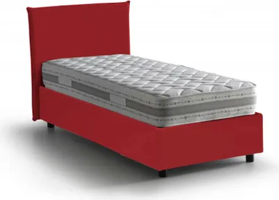 Produktbild von Einzelbett Dbaston, Containerbett mit Stoffbespannung, 100%  Italy, Frontöffnung, inklusive Matratze Cm 90x200, Rot