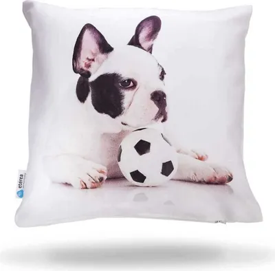 Produktbild von etérea Dekokissen Kissenhülle Bulldogge schwarz weiss 40x40 cm Taupe 100%