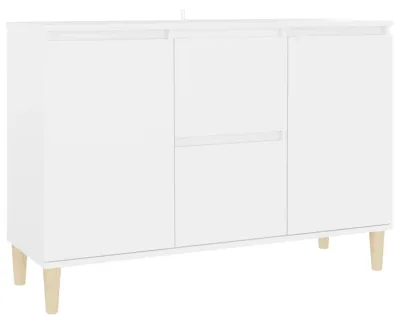 Image de Meuble de rangement blanc de 103,5 x 35 x 70 cm, avec étagères, idéal pour le salon et la chambre