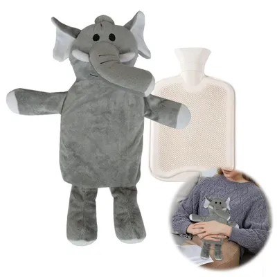 Immagine prodotto di Borsa dell'acqua calda con rivestimento, capacità 1 litro, in morbido peluche, per bambini