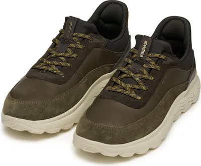 A pair of brown GEOX SPHERICA PLUS sneakers for men.