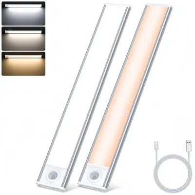 Produktbild von LED Unterbauleuchte 30 cm mit Bewegungsmelder, USB-C, Dimmbar, 3 Lichtfarben, 2er Set