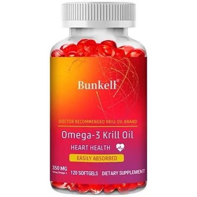 Obrázek produktu pro Omega-3 Krill Oil 350 mg (120 kapslí) Doplněk stravy, srdce, krevní oběh, krevní tlak, EPA, DHA, astaxantin, zdraví srdce
