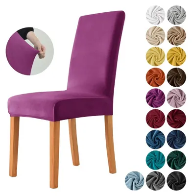 Produktbild von MEBLE ODNOWA, Stuhlhusse, Samt-Stuhlbezug, Standardgröße, Samt, Violett, Velours, Elastisch, Stuhlbezüge, Stuhlhussen, Maschinenwaschbar