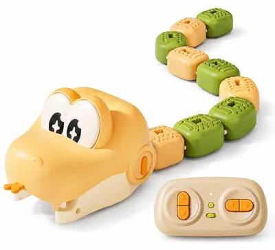 Produktbild von Schlangenspielzeug für Kinder, ferngesteuerte Fangschlange mit 8 Magnetwürfeln, USB-Aufladung, Gelb