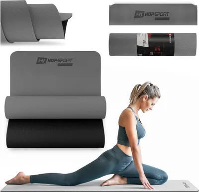 Obrázek produktu pro Podložka na jógu Hop-Sport HS-T006GM pro gymnastiku a pilates z TPE je protiskluzová a skládací - 183 x 61 x 0,6 cm - šedá