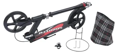 Produktbild von Faltbarer City Scooter - Tretroller für Erwachsene und Kinder - Höhenverstellbar - Doppelbremse - 150 kg Traglast - Mit Aufbewahrungstasche - Schwarz