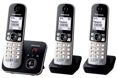 Productafbeelding van Panasonic KX-TG6823, DECT-telefoon, Luidsprekerfunctie, 120 contacten, Identificatie van de beller, Zwart, Zilver