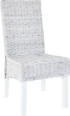 Immagine prodotto di Sedie da Pranzo 4 pz Bianco in Rattan Kubu e Mango