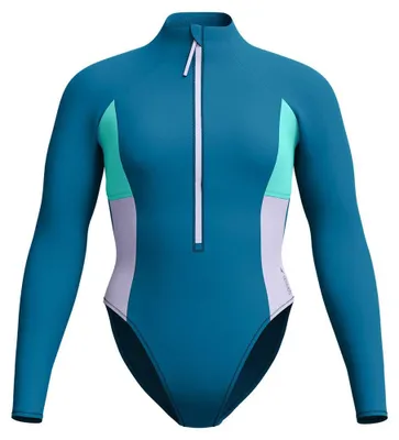 Image de Speedo - Maillot de bain manches longues pour femmes, modèle IG4461 (Taille M), couleur vert/bleu turquoise foncé