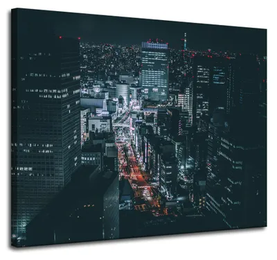 Produktbild von Leinwanddruck „Architektur Tokios bei Nacht“, 100 x 80 cm