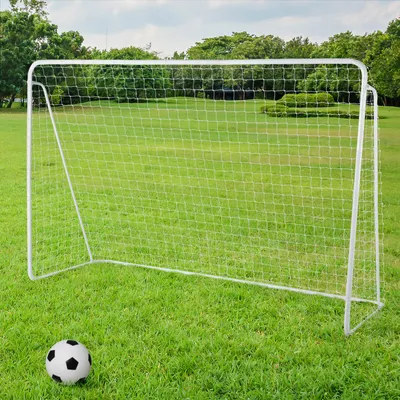 Zdjęcie produktu dla Bramka piłkarska FCH – 182×120×60 cm – metalowa – sprzęt do treningu piłki nożnej dla wszystkich grup wiekowych, łatwy montaż, kolor biały, Obraz wygenerowany przez AI