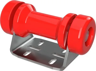 Zdjęcie produktu dla Poliuretanowa rolka stępki z uchwytem B łącznie z zaślepkami pomoc do wodowania przyczepy z łodzią kształt cewki ocynkowany SUPROD, 125 mm (+ EC), czerwony