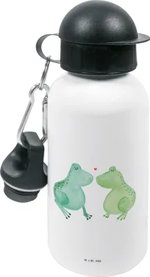 Produktbild von Mr. & Mrs. Panda Trinkflasche Frosch Liebe - Weiß - Geschenk, Frösche, Kita, Kindergarten, Wasserflasche, Kinder, Kinderflasche, Hochzeitstag, Freundin