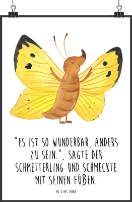 Produktbild von Mr. & Mrs. Panda Bild Schmetterling Zitronenfalter DIN A2 - Weiß - Geschenk, Wandbild, Motivation, drucke, Fakt, Plakat, Selbstachtung, wanddeko, Liebe, Selbstliebe