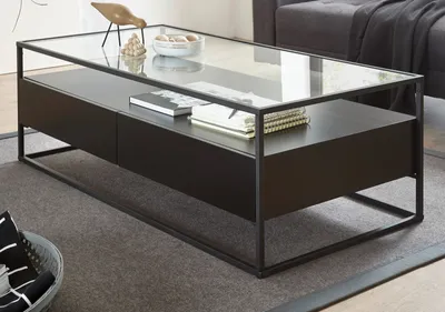 Produktbild von Couchtisch Evora mit Glasplatte | 120x60 | schwarz