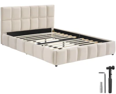 Produktbild von tectake® Polsterbett Shirley Samtbezug mit Steppmuster Belastbarkeit 250 kg