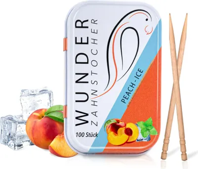 Produktbild von WUNDER Zahnstocher  PEACH-ICE Dose 100 Stück