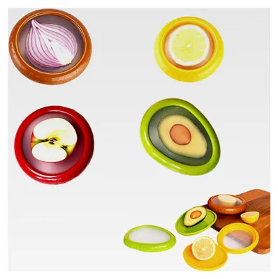 Produktbild von 4 Stück Silikon Frischhaltebehälter für Obst und Gemüse