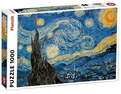 Image de Piatnik 5403 - Puzzle "La Nuit étoilée" de Van Gogh, 1000 pièces, monochrome