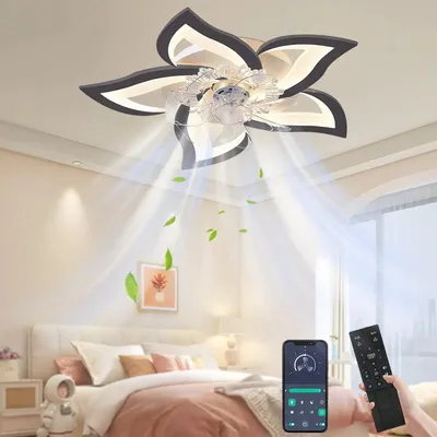 Produktbild von LED-Deckenventilator mit Licht - 69 cm - 50 W - Fernbedienung - Leise - Dimmbar - Schwarz