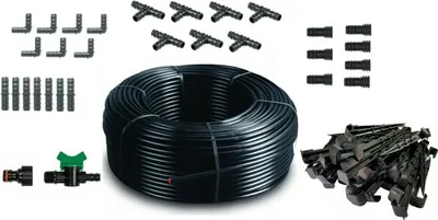Produktbild von Tropfschlauch Tropfrohr 16 mm Tropferabstand 33cm 400m 2,0 l/h + Zubehörset