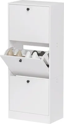 Produktbild von Schuhschrank mit 3 Klappen, Schuhkipper, Schuhregal mit Verstellbar Trennwand Schmal Schuhkommode für 12 Paar Schuhe