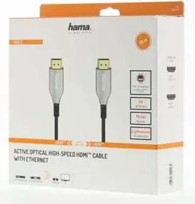 Obrázek produktu pro Hama 00205274, 10 m, HDMI Typ A (standardní), HDMI Typ A (standardní), 3D kompatibilita, 18 Gbit/s, Černá, Stříbrná