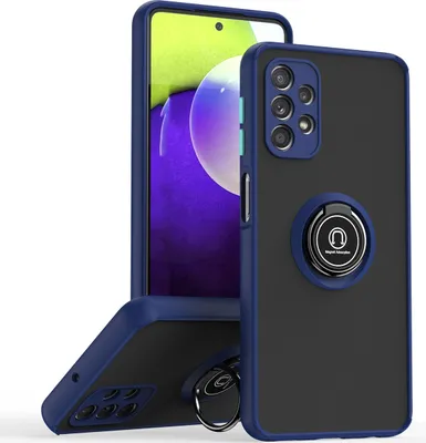 Produktbild von Samsung A32 5G Hülle, Ring Halter Ständer Matte Transluzent TPU Rahmen Stoßfest Schutzhülle für Samsung Galaxy A32 5G Blau