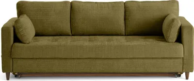Image de Lisa Design Anna - canapé droit 3 places convertible avec poche en velours texturé , Vert Olive