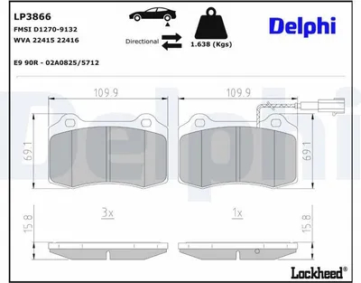 Immagine prodotto di DELPHI Set pastiglie freno posteriori per MASERATI GHIBLI III (M157) LP3866