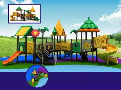 Produktbild von Kunststoff Spielturm mit Rutsche Kletterturm Outdoor Spielplatz Burg
