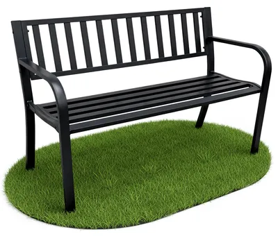 Produktbild von Gartenbank LINEA Schwarz mit Stahlfüßen und Stahl-Rückenlehne Breite 119 cm