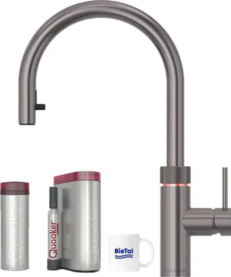 Produktbild von Quooker Wasserhahn Flex Gunmetal & PRO3 Reservoire & sprudelndes Wasser CUBE