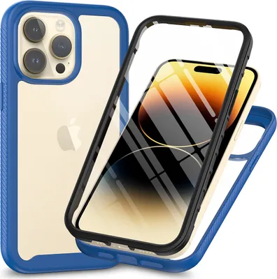 Produktbild von iPhone 15 Pro Hülle, Bumper mit Eingebautem Displayschutz Komplettschutz Schutzhülle für iPhone 15 Pro Dunkelblau