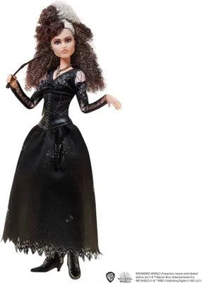 Produktbild von Harry Potter Bellatrix Lestrange Puppe (ca. 25 cm) mit Zauberstab, Geschenk für Kinder ab 6 Jahren