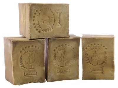 Immagine prodotto di TUMELO Sapone originale di Aleppo 4 x 200 g (800 g) 95% olio d'oliva 5% olio di alloro, sapone all'olio d'oliva fatto a mano Sapone naturale