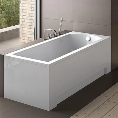 Image de Baignoire rectangulaire 160x70 avec tablier acrylique, vidage et pieds S | Set complet 4en1 baignoire originale acrylique siphon | BADLAND MODERNE