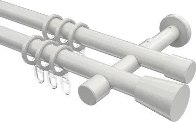Produktbild von Interdeco Gardinenstange / Vorhangstange Weiß, Typ Prestige Sitra (Konus), 20 mm Ø 2-läufig, 160 cm